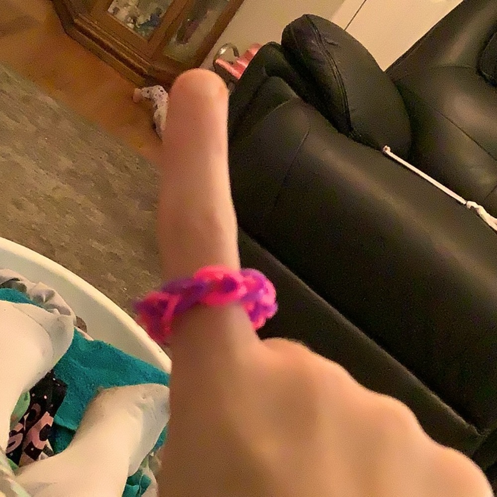 It’s pink and purple and it’s a ring